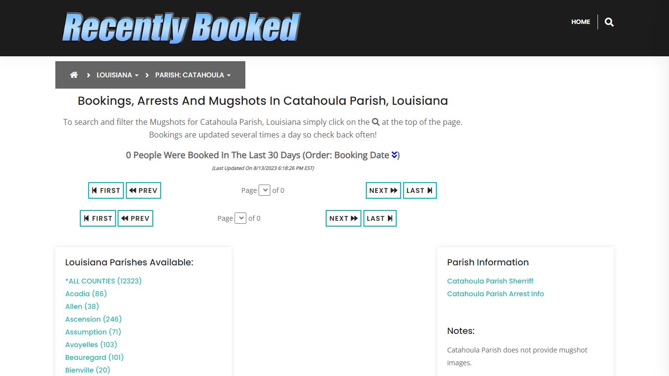 Bookings, Arrests and Mugshots in Catahoula Parish, Louisiana